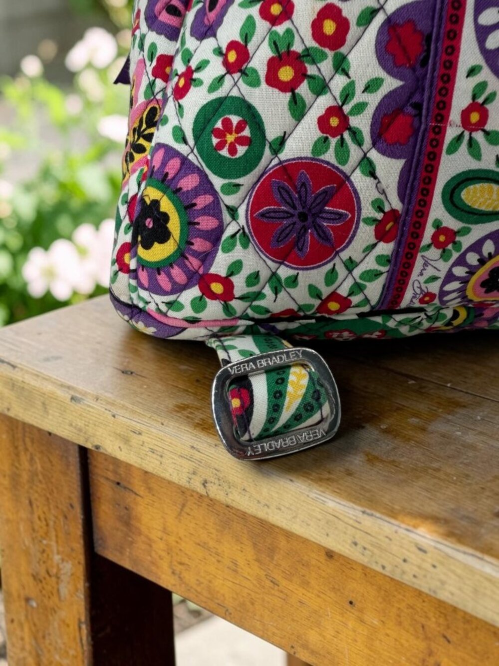 Vera Bradley Ribbons Pattern Quilted Cotton Backpack - Picture 5 of 8